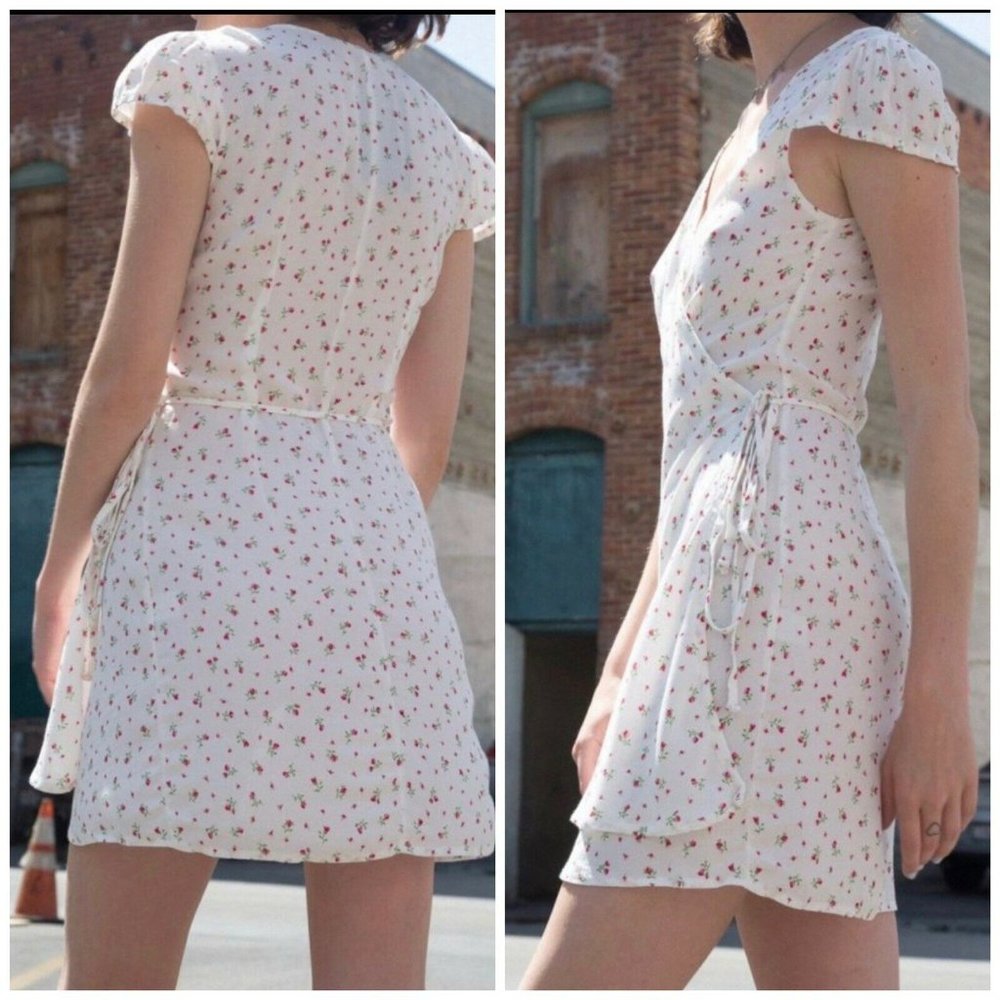 Brandy Melville White Robbie Wrap Dress One Size